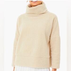 Tuckernuck Teddy Fleece Rollins Cowl Neck Pullover Cream